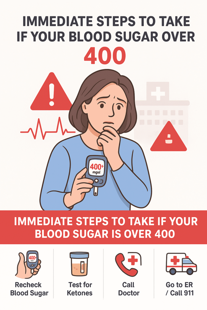 What to Do If Your Blood Sugar Is Over 400 (Severe Hyperglycemia Emergency Guide) immediate steps to take if your blood sugar is over 400